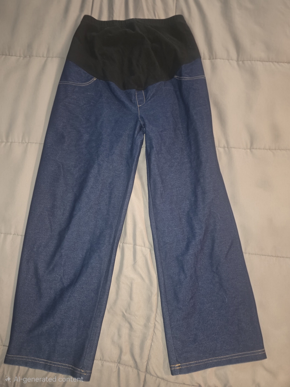 Time and Tru Maternity Blue Jeggings with Black Waistband